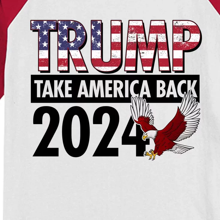 Trump Take America Back 2024 USA Flag Eagle Kids Colorblock Raglan Jersey