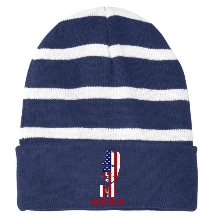 Trump USA Flag GOAT Striped Beanie with Solid Band