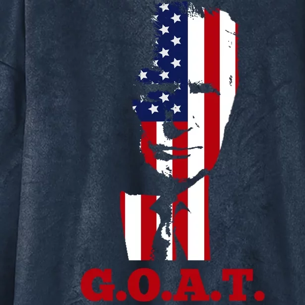 Trump USA Flag GOAT Hooded Wearable Blanket