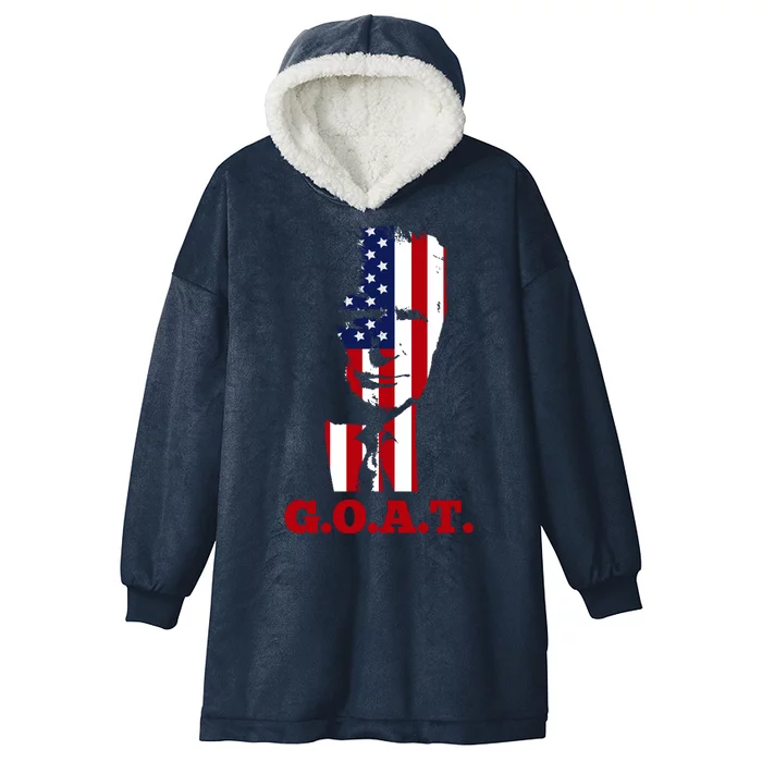 Trump USA Flag GOAT Hooded Wearable Blanket