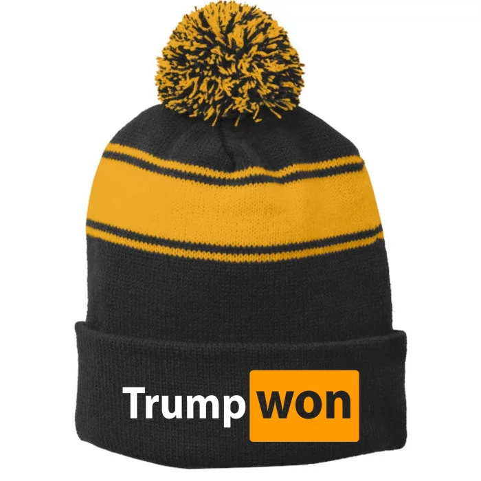 Trump Won Stripe Pom Pom Beanie