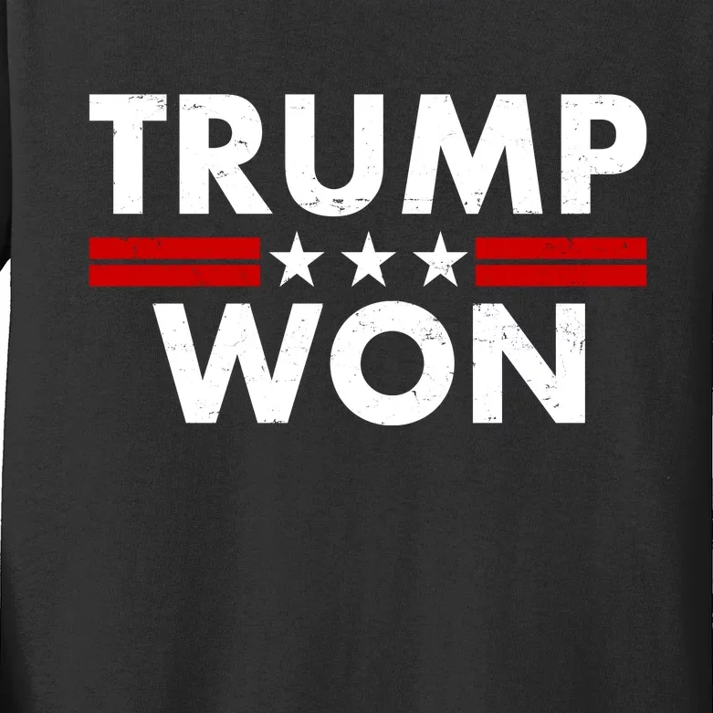 Trump Won 2021 Election Pro Trump Kids Long Sleeve Shirt