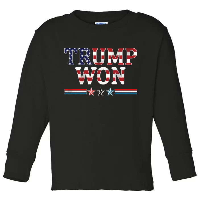 Trump Won American Flag Pro Republican Toddler Long Sleeve Shirt