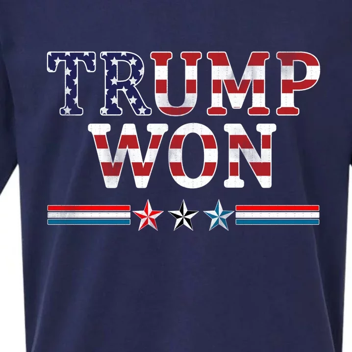 Trump Won American Flag Pro Republican Sueded Cloud Jersey T-Shirt