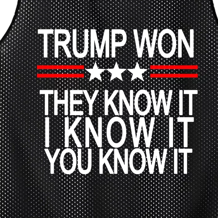 Trump Won They Know It I Know It You Know It Mesh Reversible Basketball Jersey Tank