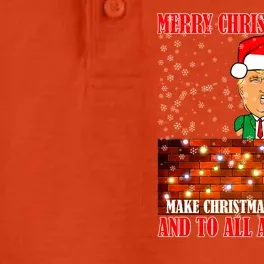 Trump Yuge Merry Chrsitmas To All & Build A Wall Dry Zone Grid Performance Polo