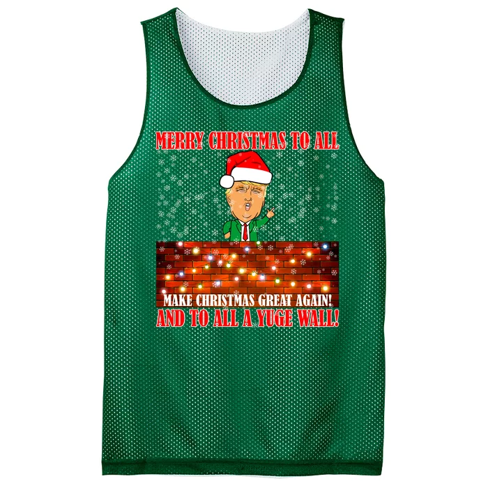 Trump Yuge Merry Chrsitmas To All & Build A Wall Mesh Reversible Basketball Jersey Tank