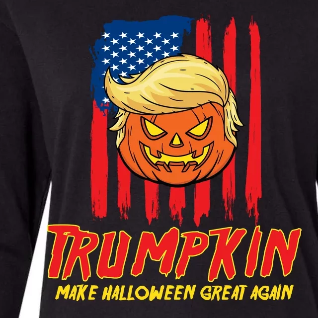 Trumpkin American Flag Make Halloween Great Again Womens Cotton Relaxed Long Sleeve T-Shirt