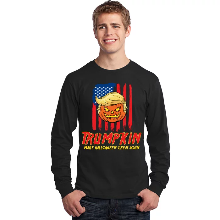 Trumpkin American Flag Make Halloween Great Again Long Sleeve Shirt