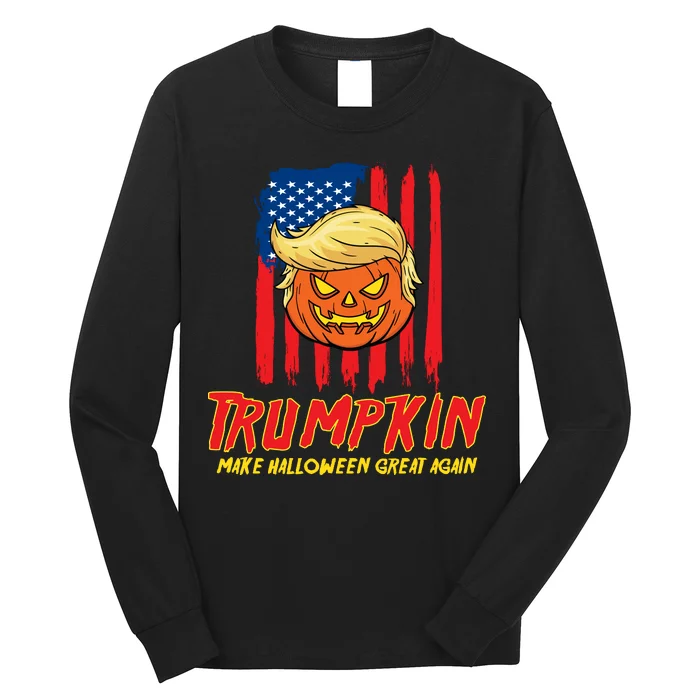 Trumpkin American Flag Make Halloween Great Again Long Sleeve Shirt