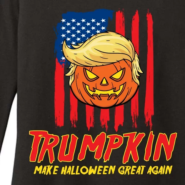 Trumpkin American Flag Make Halloween Great Again Womens CVC Long Sleeve Shirt