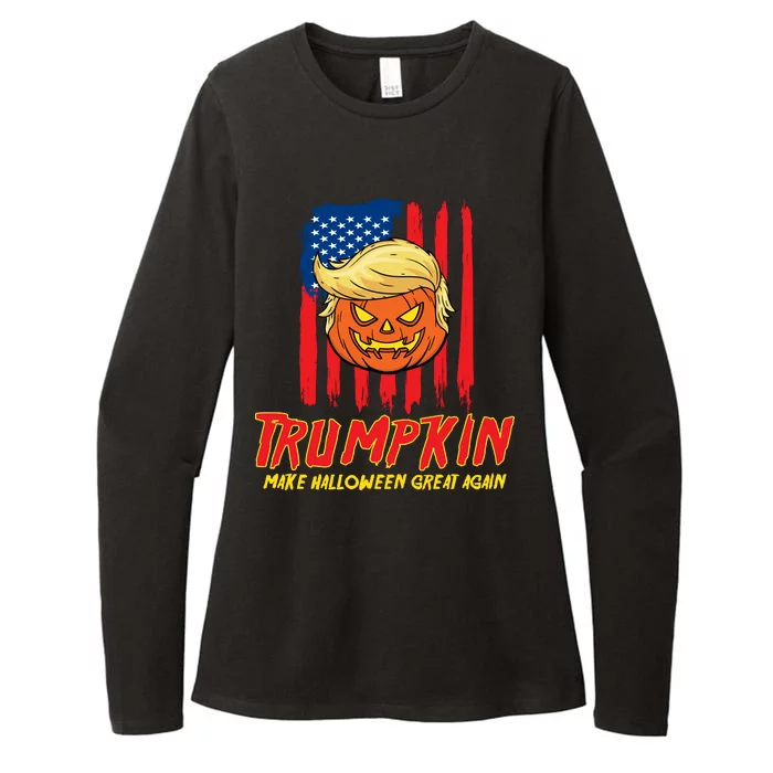 Trumpkin American Flag Make Halloween Great Again Womens CVC Long Sleeve Shirt