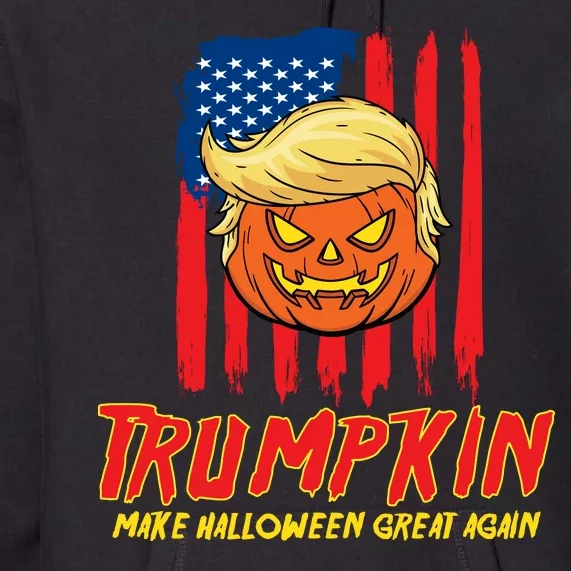 Trumpkin American Flag Make Halloween Great Again Premium Hoodie