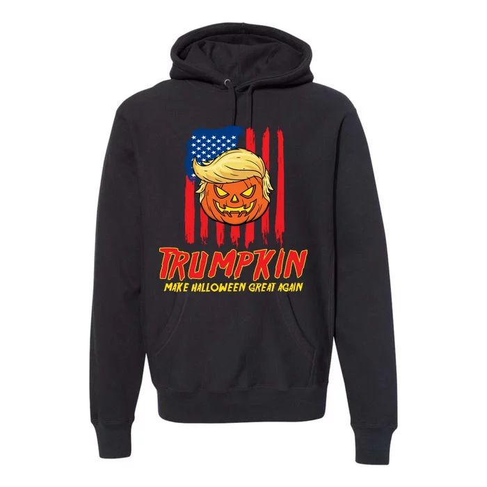 Trumpkin American Flag Make Halloween Great Again Premium Hoodie