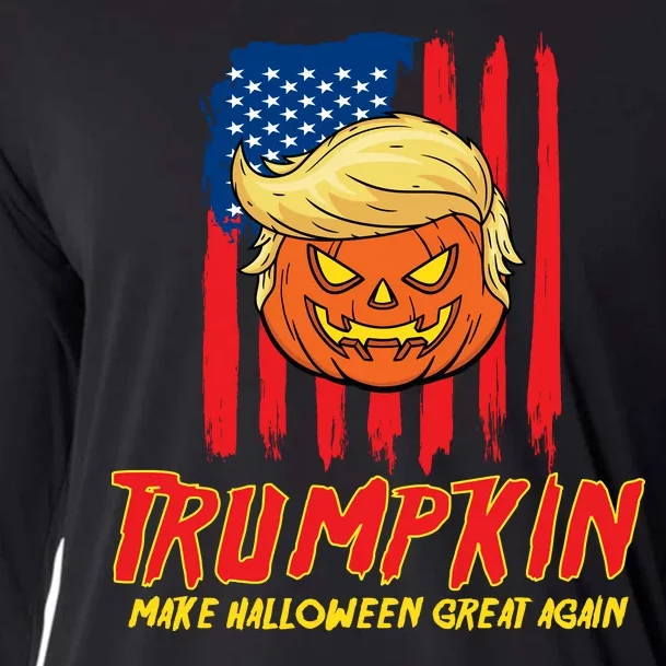 Trumpkin American Flag Make Halloween Great Again Cooling Performance Long Sleeve Crew