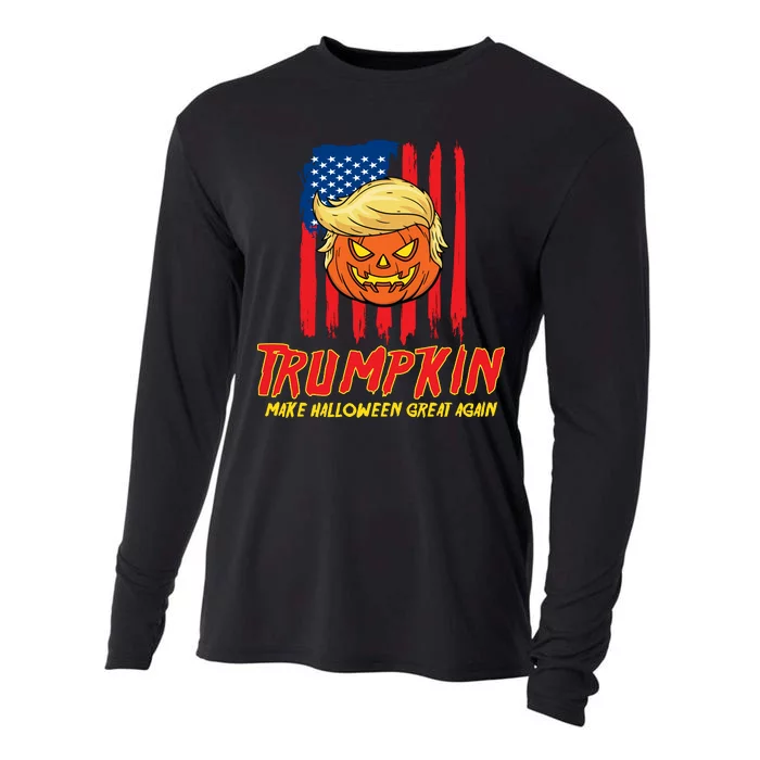 Trumpkin American Flag Make Halloween Great Again Cooling Performance Long Sleeve Crew