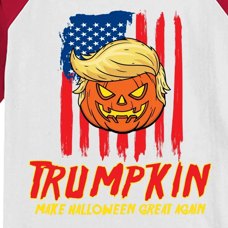 Trumpkin American Flag Make Halloween Great Again Kids Colorblock Raglan Jersey