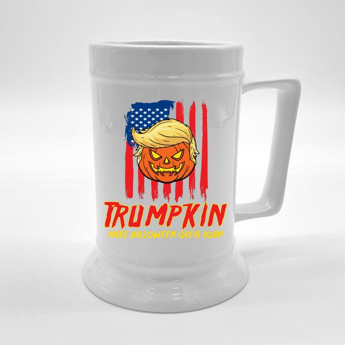 Trumpkin American Flag Make Halloween Great Again Front & Back Beer Stein