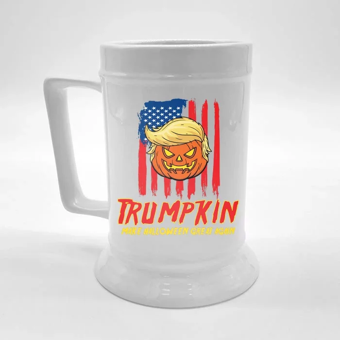 Trumpkin American Flag Make Halloween Great Again Front & Back Beer Stein