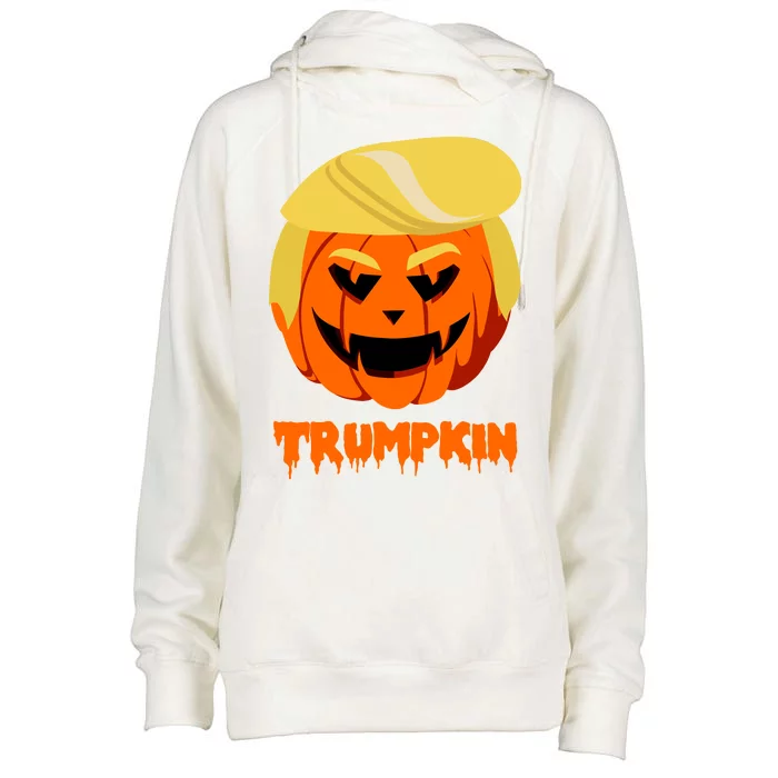 Trumpkin Funny Donald Trump Pumpkin Womens Funnel Neck Pullover Hood