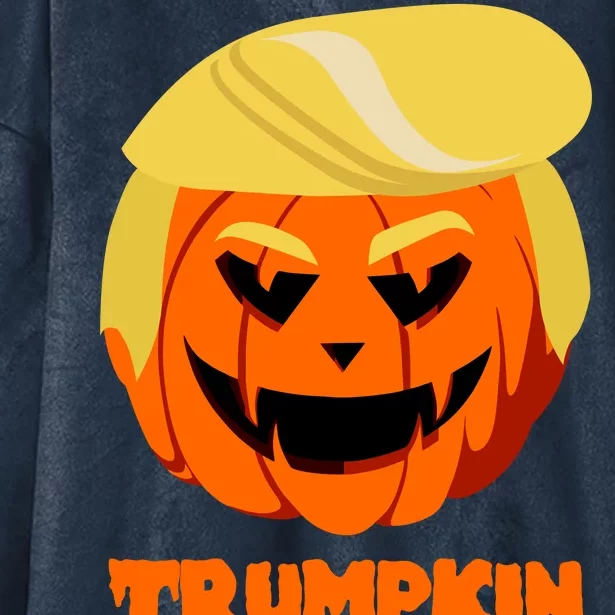 Trumpkin Funny Donald Trump Pumpkin Hooded Wearable Blanket