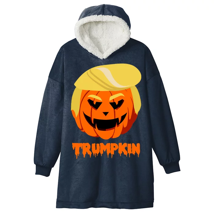 Trumpkin Funny Donald Trump Pumpkin Hooded Wearable Blanket