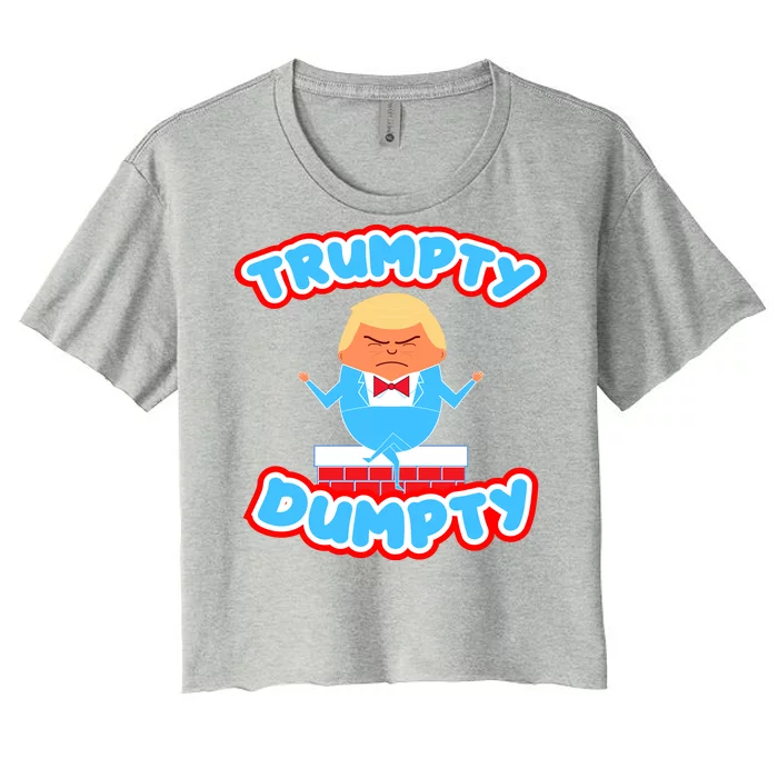 Trumpy Dumpty Funny Donald Trump Brick Wall Women's Crop Top Tee