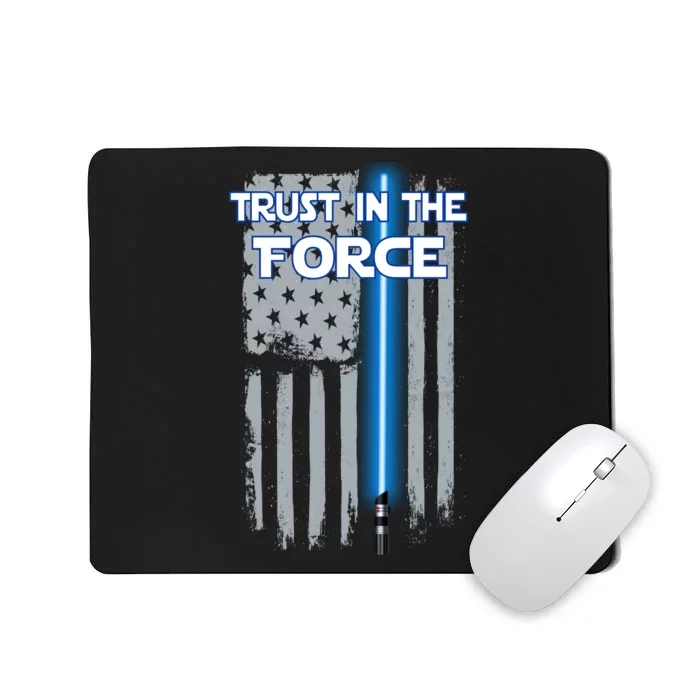 Trust In The Force American Blue Lightsaber Police Flag Mousepad