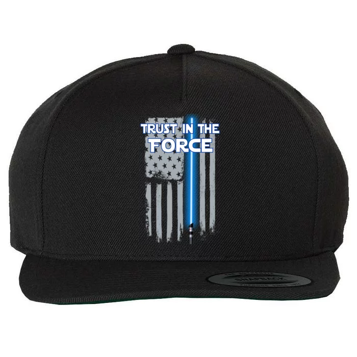 Trust In The Force American Blue Lightsaber Police Flag Wool Snapback Cap