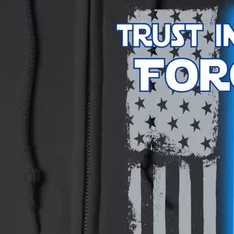 Trust In The Force American Blue Lightsaber Police Flag Full Zip Hoodie