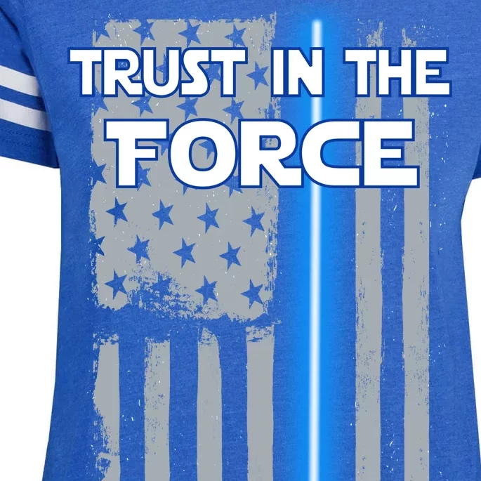 Trust In The Force American Blue Lightsaber Police Flag Enza Ladies Jersey Football T-Shirt