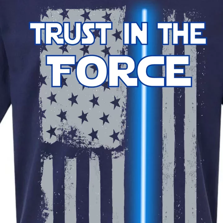 Trust In The Force American Blue Lightsaber Police Flag Sueded Cloud Jersey T-Shirt