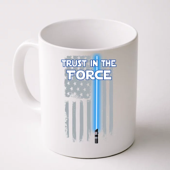 Trust In The Force American Blue Lightsaber Police Flag Front & Back Coffee Mug