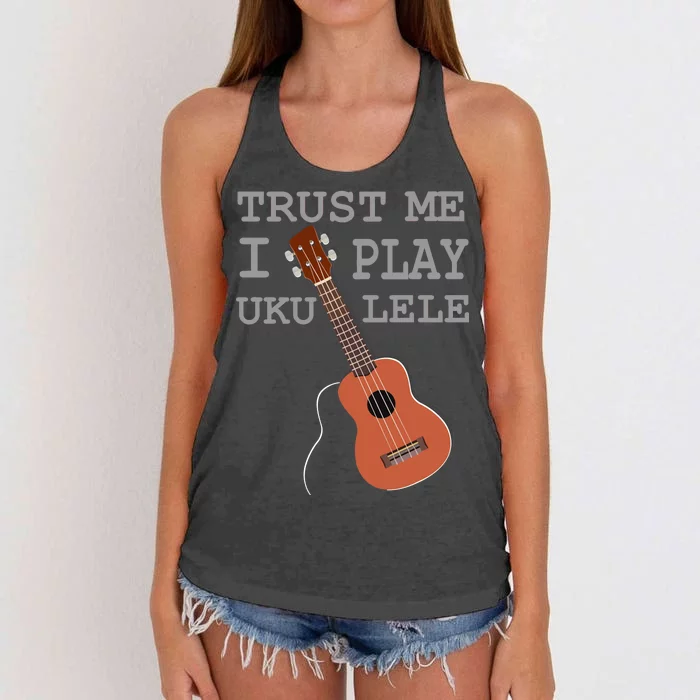 Trust Me I Play Ukulele Women's Knotted Racerback Tank