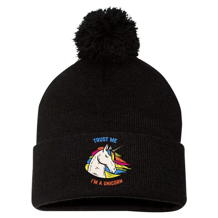 Trust Me I'm A Unicorn Pom Pom 12in Knit Beanie