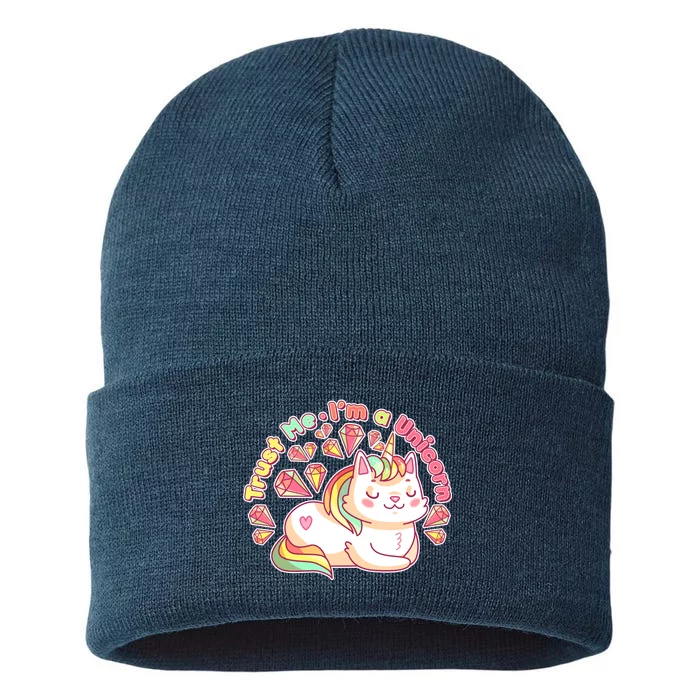 Trust Me I'm A Unicorn Cat Sustainable Knit Beanie