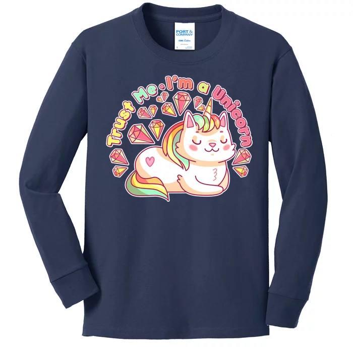 Trust Me I'm A Unicorn Cat Kids Long Sleeve Shirt