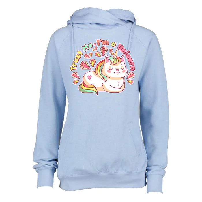 Trust Me I'm A Unicorn Cat Womens Funnel Neck Pullover Hood