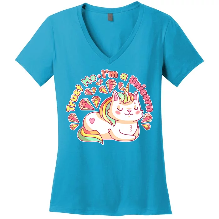 Trust Me I'm A Unicorn Cat Women's V-Neck T-Shirt