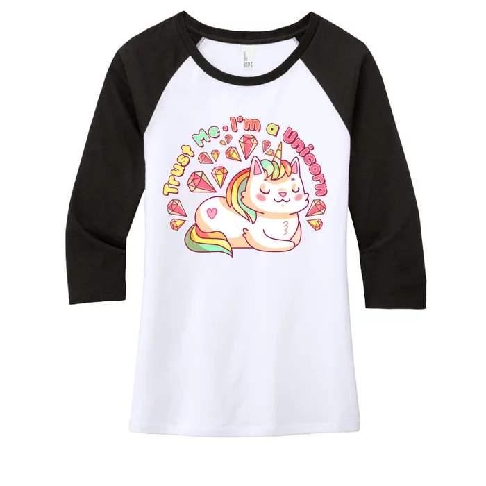 Trust Me I'm A Unicorn Cat Women's Tri-Blend 3/4-Sleeve Raglan Shirt