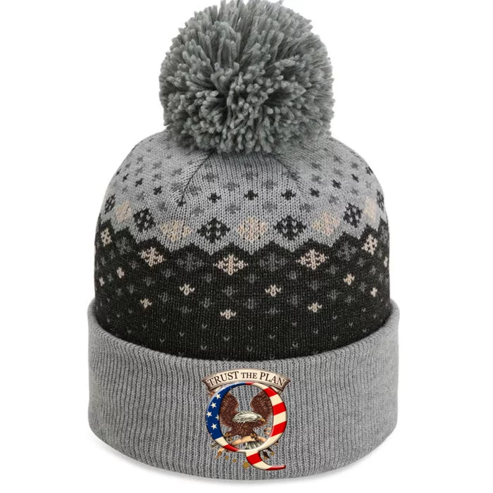 Trust The Plan Qanon American Flag Eagle The Baniff Cuffed Pom Beanie