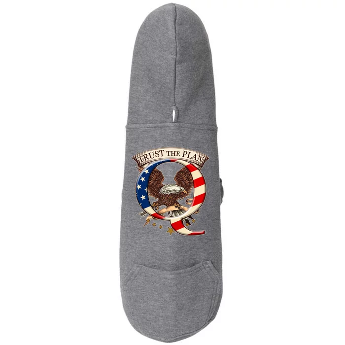 Trust The Plan Qanon American Flag Eagle Doggie 3-End Fleece Hoodie