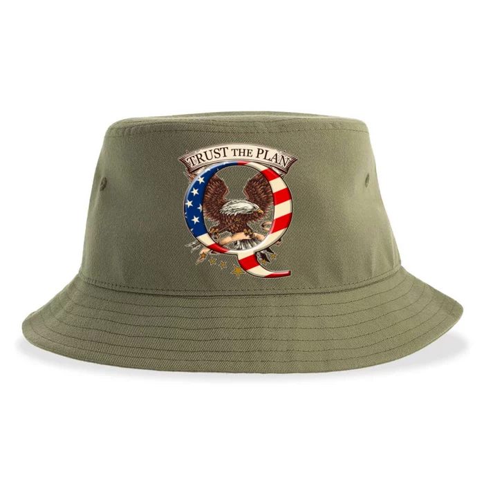 Trust The Plan Qanon American Flag Eagle Sustainable Bucket Hat