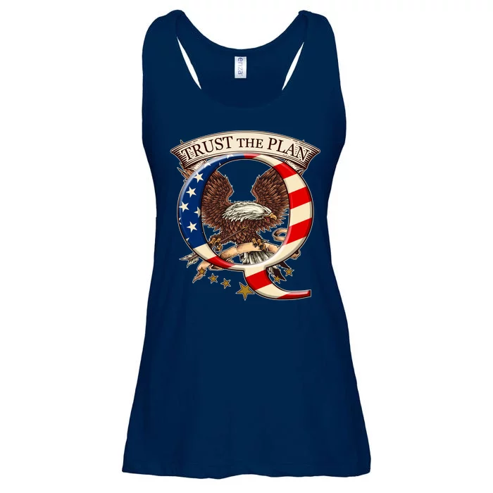 Trust The Plan Qanon American Flag Eagle Ladies Essential Flowy Tank