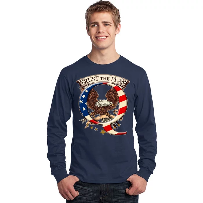 Trust The Plan Qanon American Flag Eagle Tall Long Sleeve T-Shirt