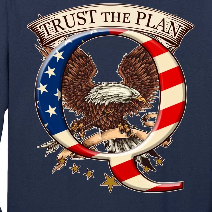 Trust The Plan Qanon American Flag Eagle Tall Long Sleeve T-Shirt