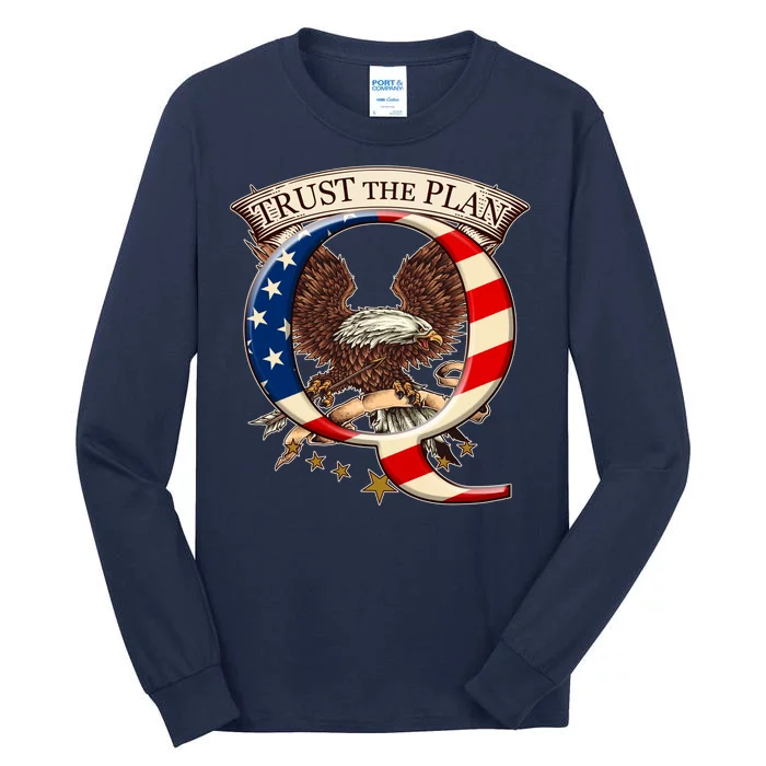 Trust The Plan Qanon American Flag Eagle Tall Long Sleeve T-Shirt