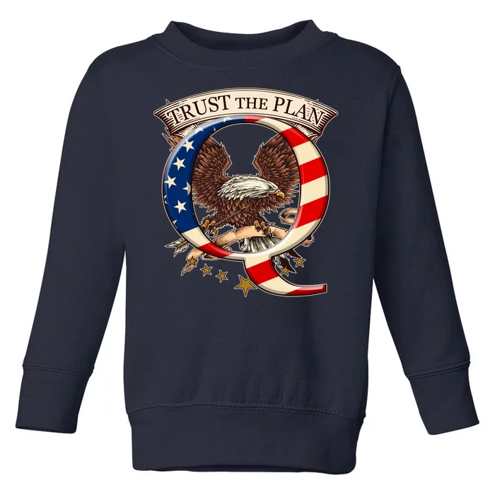 Trust The Plan Qanon American Flag Eagle Toddler Sweatshirt