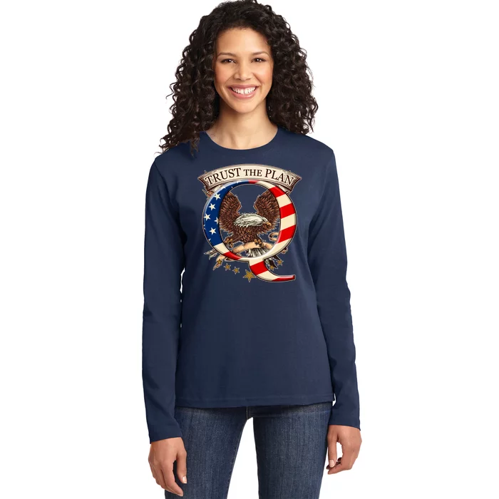 Trust The Plan Qanon American Flag Eagle Ladies Long Sleeve Shirt