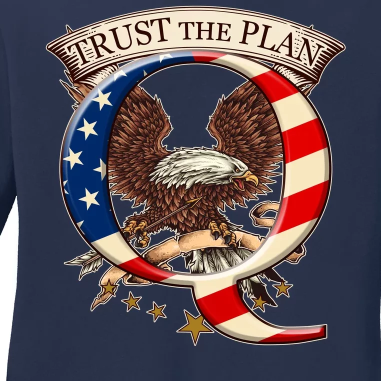 Trust The Plan Qanon American Flag Eagle Ladies Long Sleeve Shirt